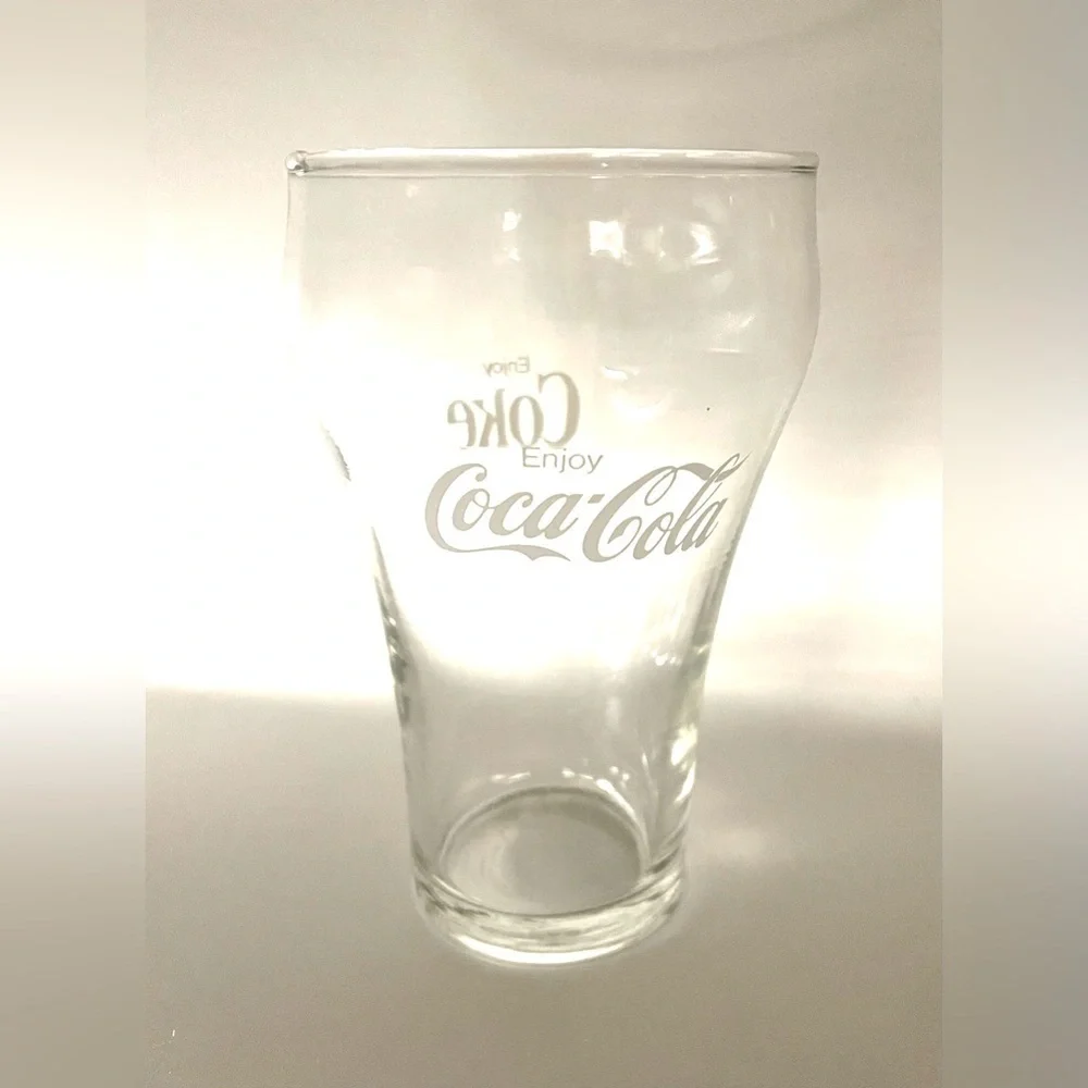 Vintage Enjoy Coca-Cola Coke Fountain Glass 12oz Double White Logo Replacement